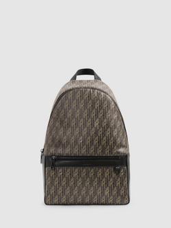 Reiss Flynn Monogram Print Coated Canvas Backpack, Grey/Multi, Grey/Multi
