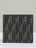 Reiss Forest Monogram Print Coated Canvas Wallet, Black