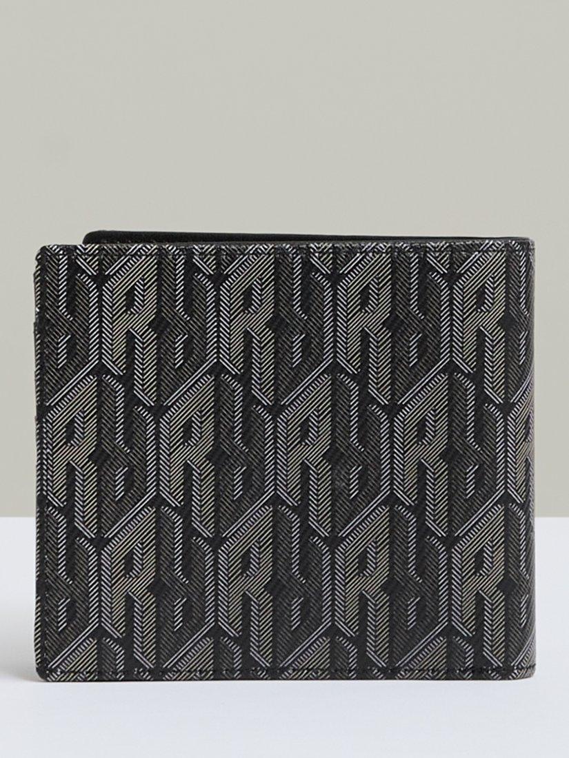 Product image 2 of 3, which shows Reiss Forest Monogram Print Coated Canvas Wallet, Black