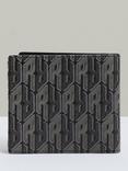 Reiss Forest Monogram Print Coated Canvas Wallet, Black