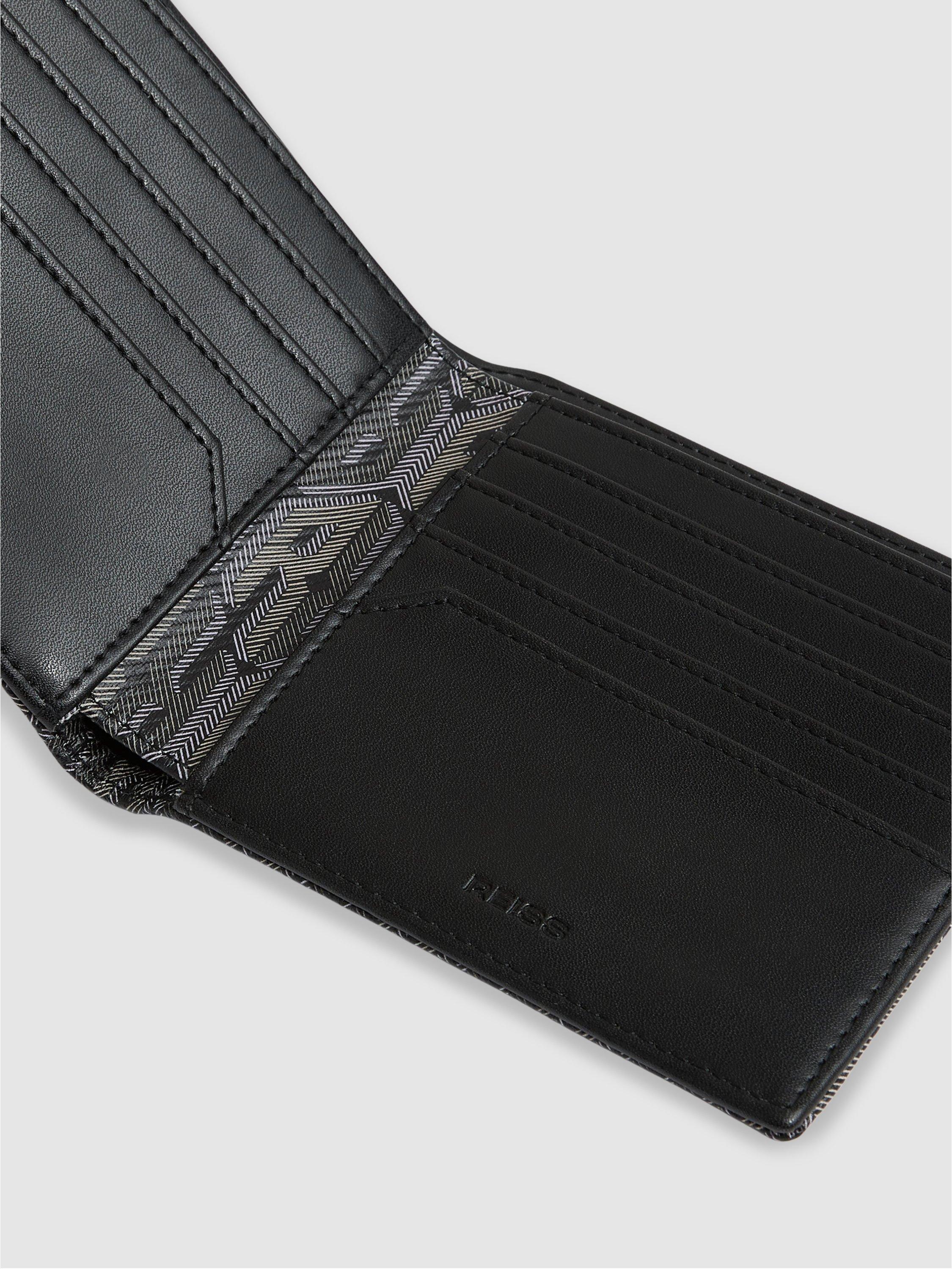Product image 3 of 3, which shows Reiss Forest Monogram Print Coated Canvas Wallet, Black