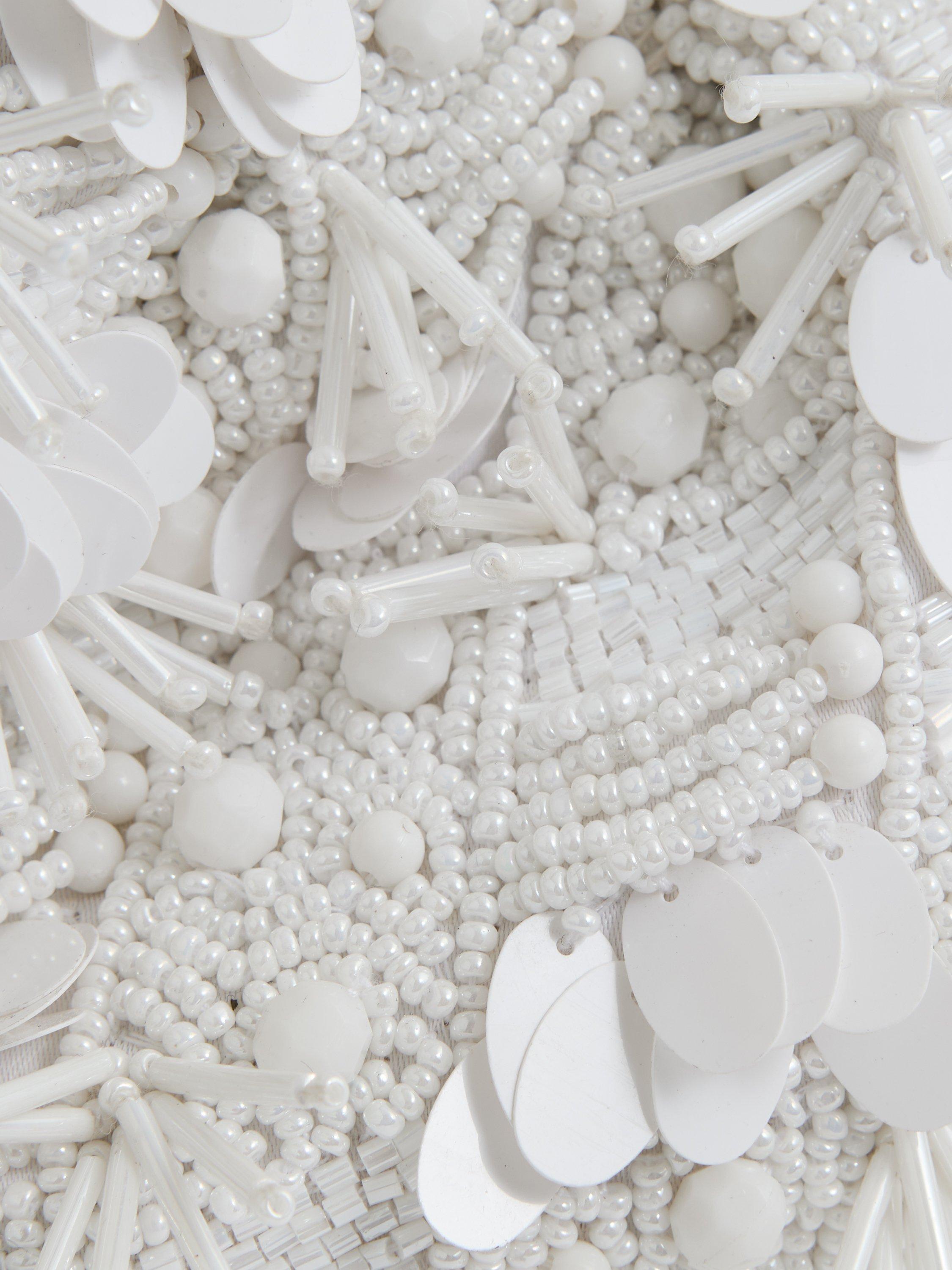 Product image 2 of 5, which shows Reiss Edith Embellished Clutch Bag, White