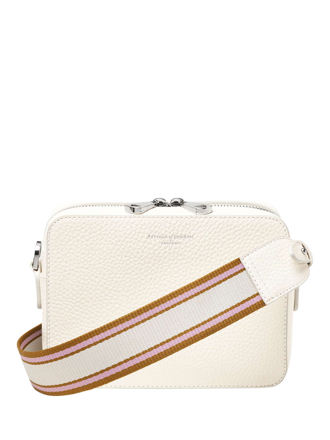 Product image 1 of 6, which shows Aspinal of London The Camera Cross Body Bag, Chalk White