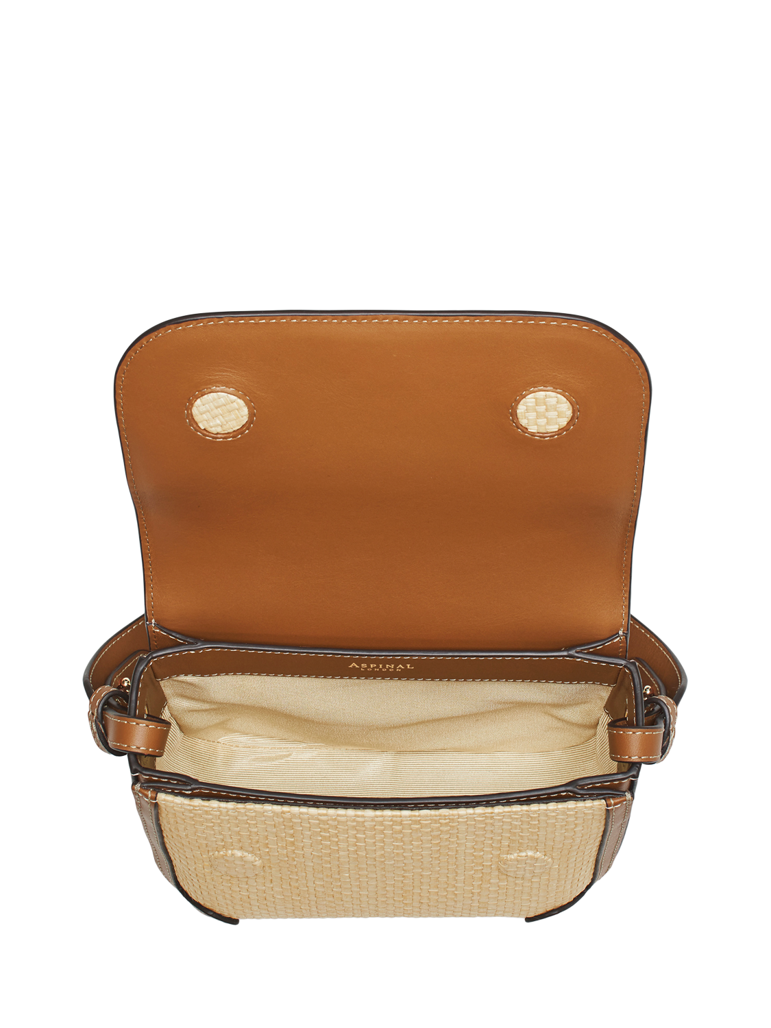 Product image 5 of 8, which shows Aspinal of London Ella Raffia Cross Body Bag, Neutral
