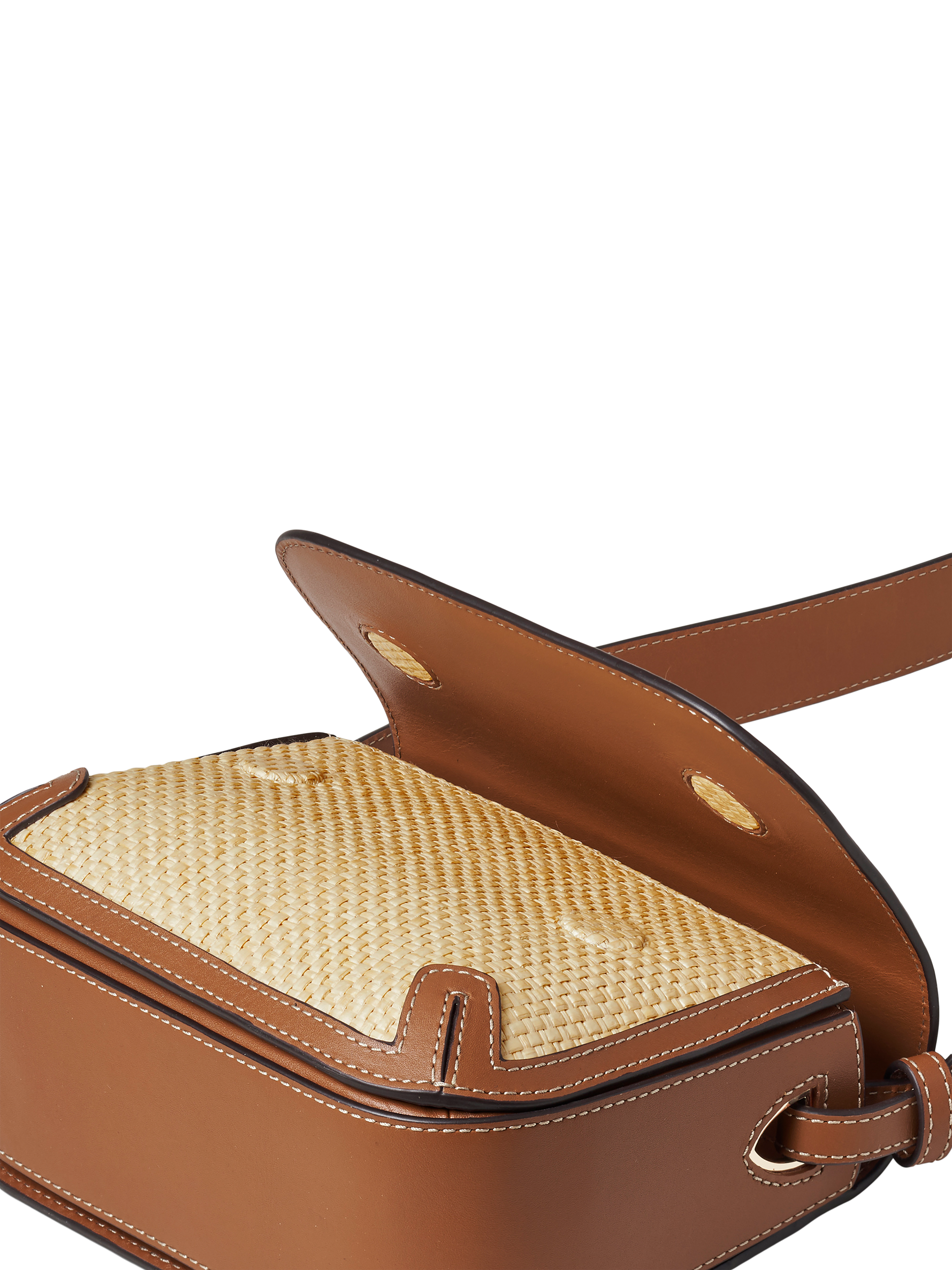 Product image 7 of 8, which shows Aspinal of London Ella Raffia Cross Body Bag, Neutral