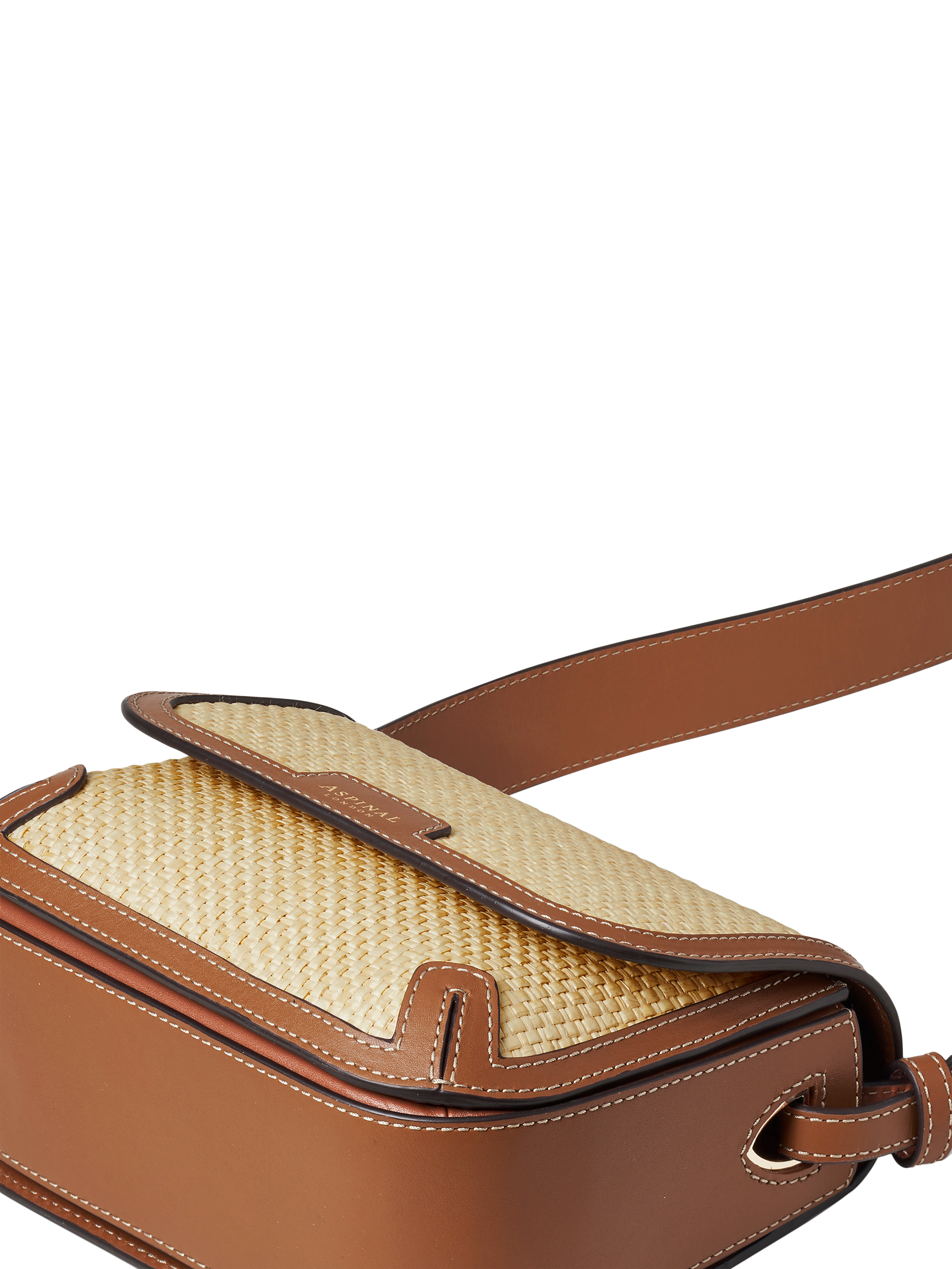 Product image 8 of 8, which shows Aspinal of London Ella Raffia Cross Body Bag, Neutral
