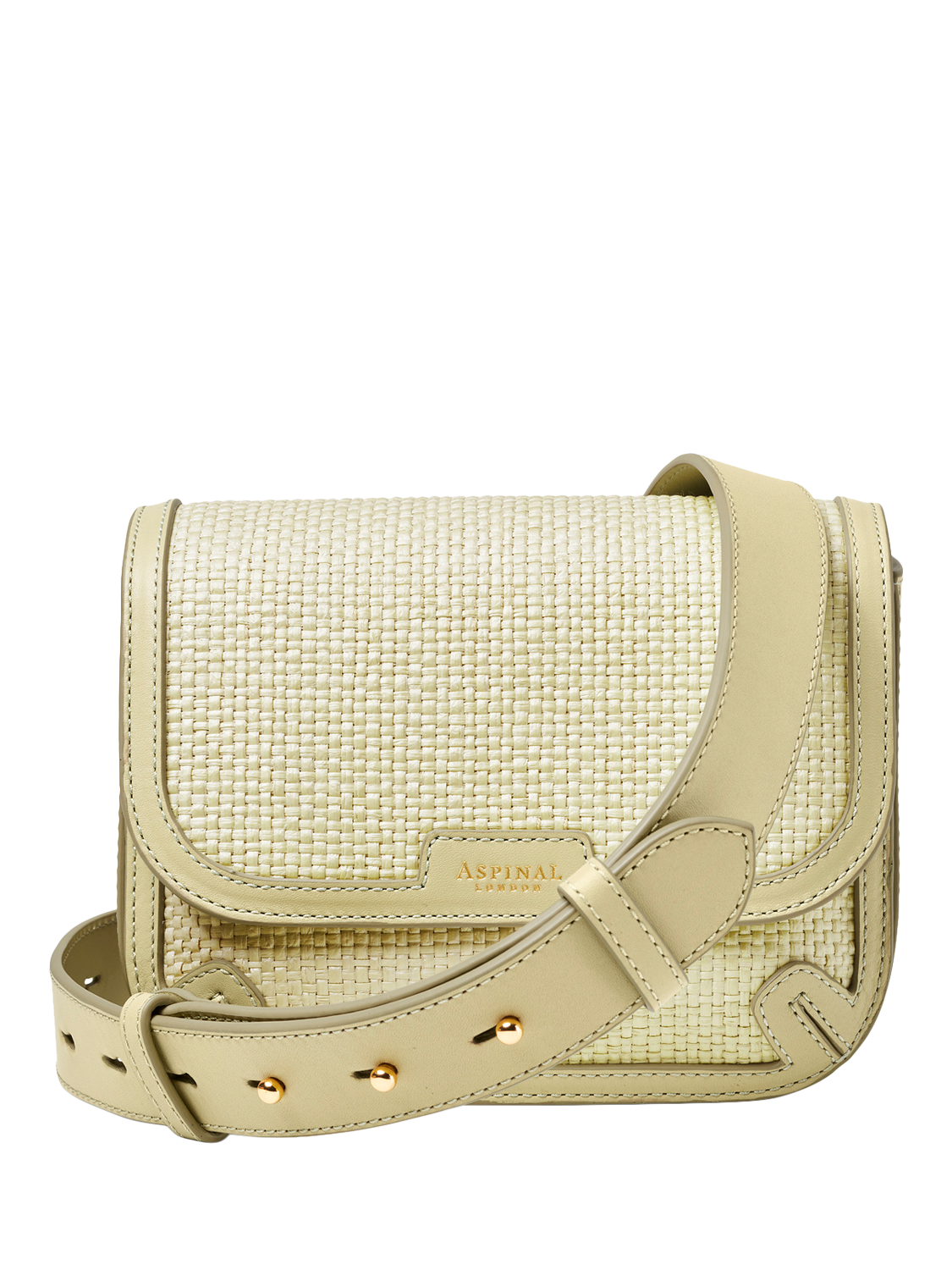 Aspinal of London Ella Raffia Cross Body Bag, Pistachio