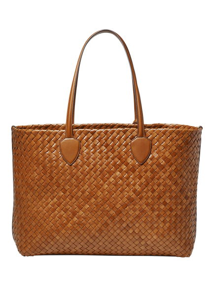Aspinal of London Island Woven Leather Large Tote Bag, Tan - view 2, Tan