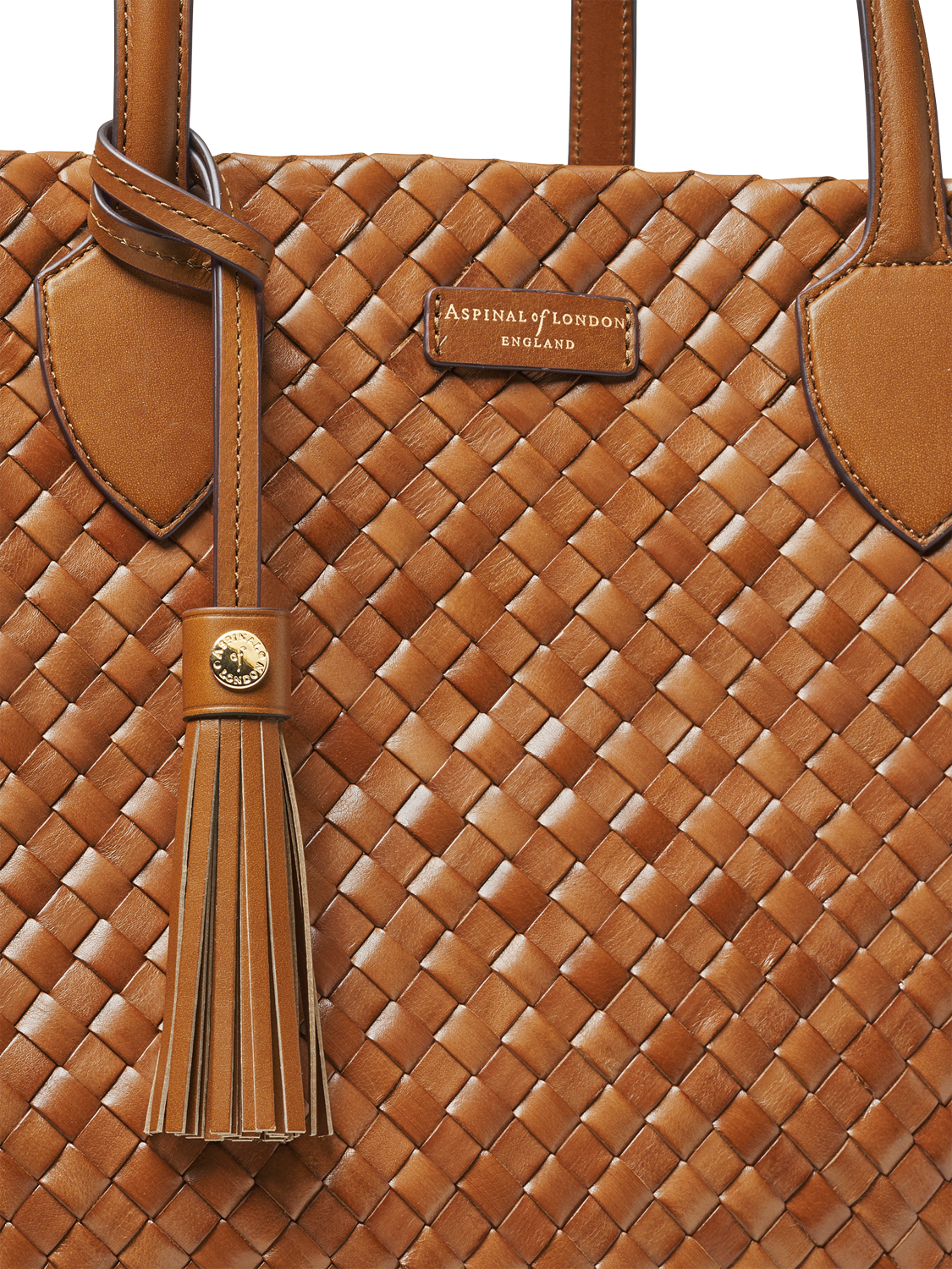 Aspinal of London Island Woven Leather Large Tote Bag, Tan