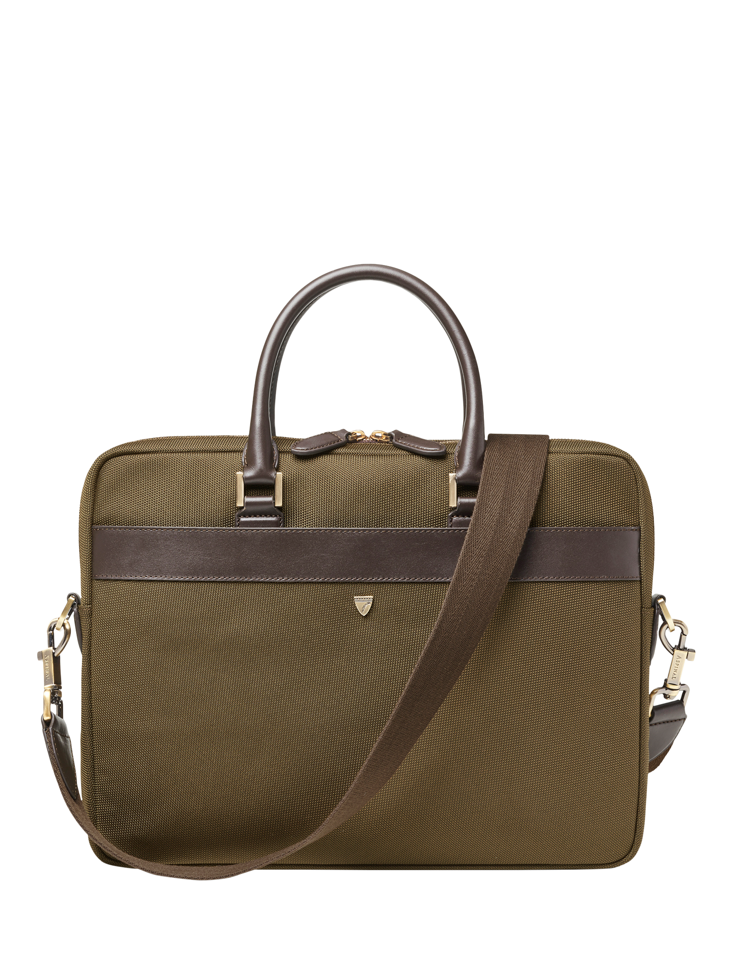 Product image 1 of 7, which shows Aspinal of London Slim Briefcase, Khaki
