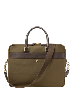 Aspinal of London Slim Briefcase, Khaki, Khaki