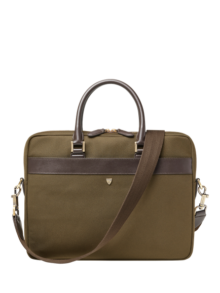 Aspinal of London Slim Briefcase, Khaki, Khaki