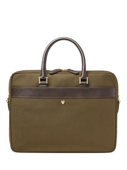Aspinal of London Slim Briefcase, Khaki - view 2, Khaki