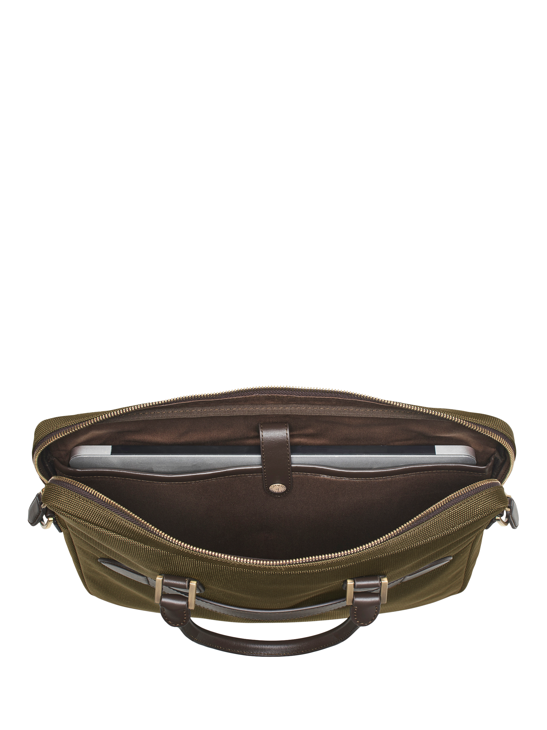 Product image 6 of 7, which shows Aspinal of London Slim Briefcase, Khaki