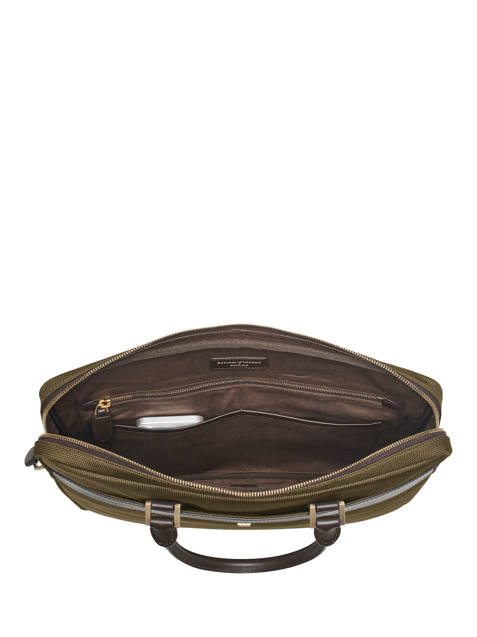 Product image 7 of 7, which shows Aspinal of London Slim Briefcase, Khaki