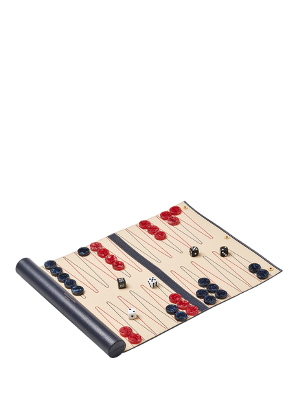 Aspinal of London Travel Backgammon Set, Navy, Navy