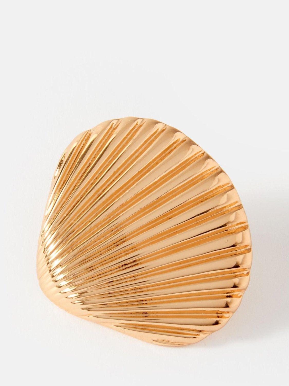 Product image 4 of 4, which shows Mint Velvet Statement Shell Earrings, Gold