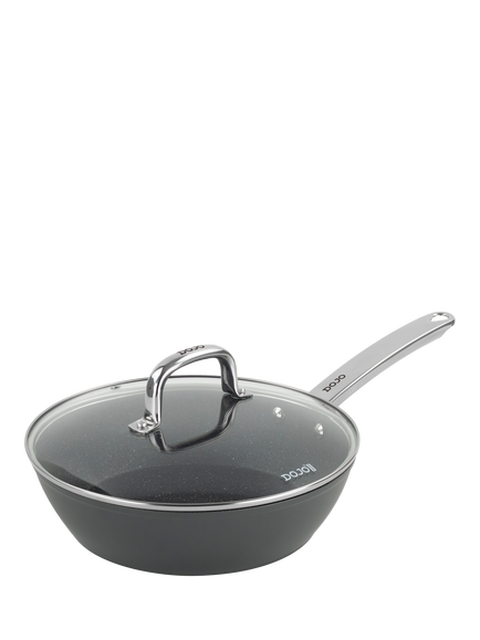 Dojo Yumi Neverstick Non-Stick Saute Pan & Lid, 26cm, Black