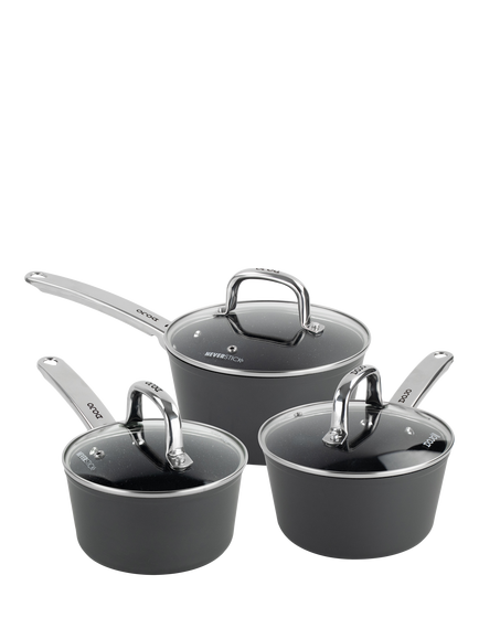 Dojo Yumi Neverstick Non-Stick Saucepan & Lid, Set, 3 Piece, Black