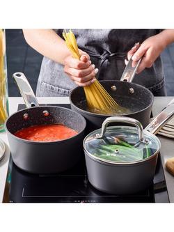 Dojo Yumi Neverstick Non-Stick Saucepan & Lid, Set, 3 Piece - view 2, Black