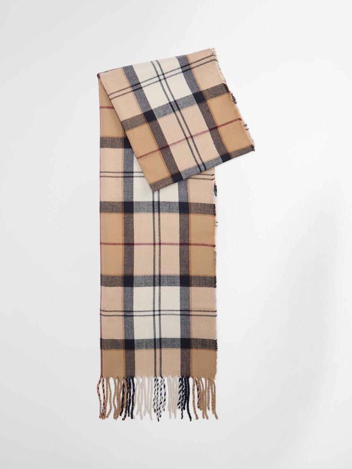 Product image 3 of 9, which shows Barbour Dover Beanie Hat & Hailes Scarf Gift Set, Brown/Multi