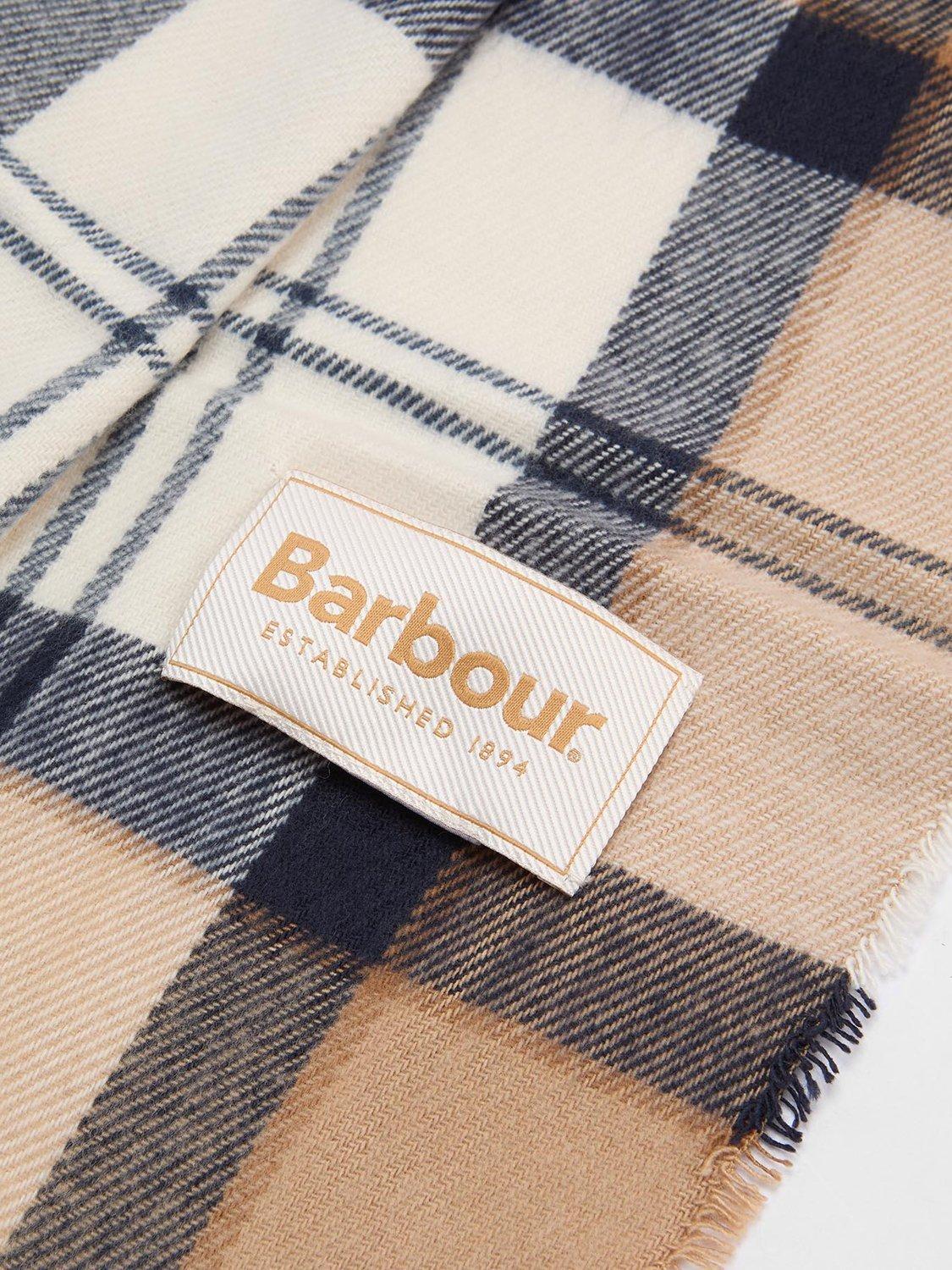 Product image 8 of 9, which shows Barbour Dover Beanie Hat & Hailes Scarf Gift Set, Brown/Multi