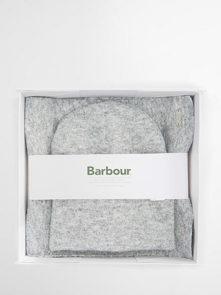 Barbour Winona Beanie Hat & Scarf Gift Set, Light Grey, Light Grey