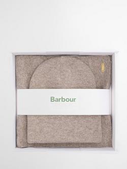 Barbour Winona Beanie Hat & Scarf Gift Set, Taupe, Taupe
