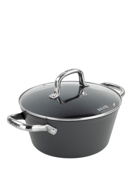 Dojo Yumi Neverstick Non-Stick Casserole & Lid, 24cm, Black