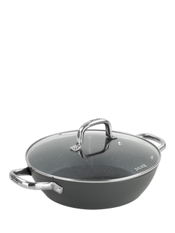 Dojo Yumi Neverstick Non-Stick Shallow Casserole & Lid, 28cm, Black