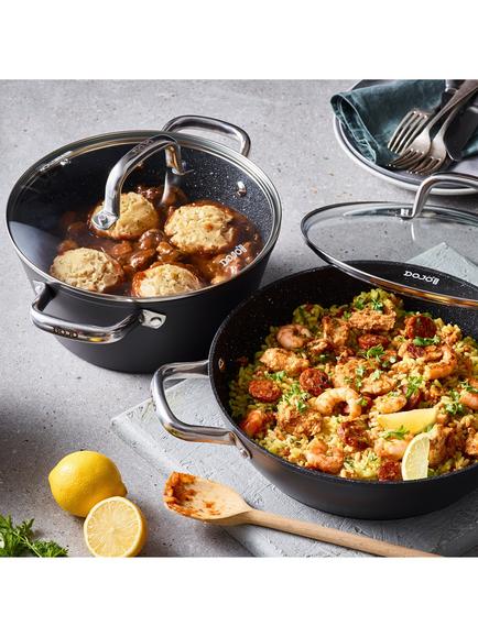 Dojo Yumi Neverstick Non-Stick Shallow Casserole & Lid, 28cm - view 2, Black