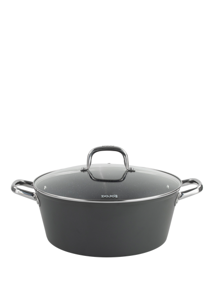Dojo Yumi Neverstick Non-Stick Casserole & Lid, 32cm - view 2, Black