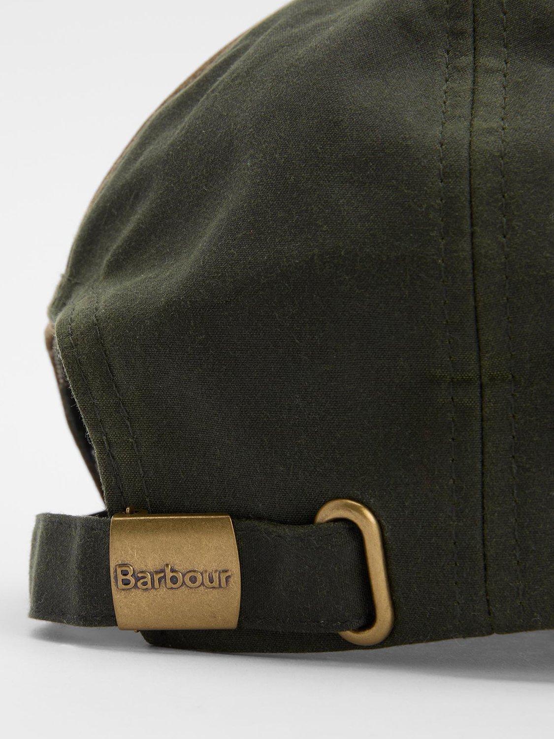 Product image 5 of 9, which shows Barbour Beauly Waxed Cotton Baseball Cap, Green/Brown