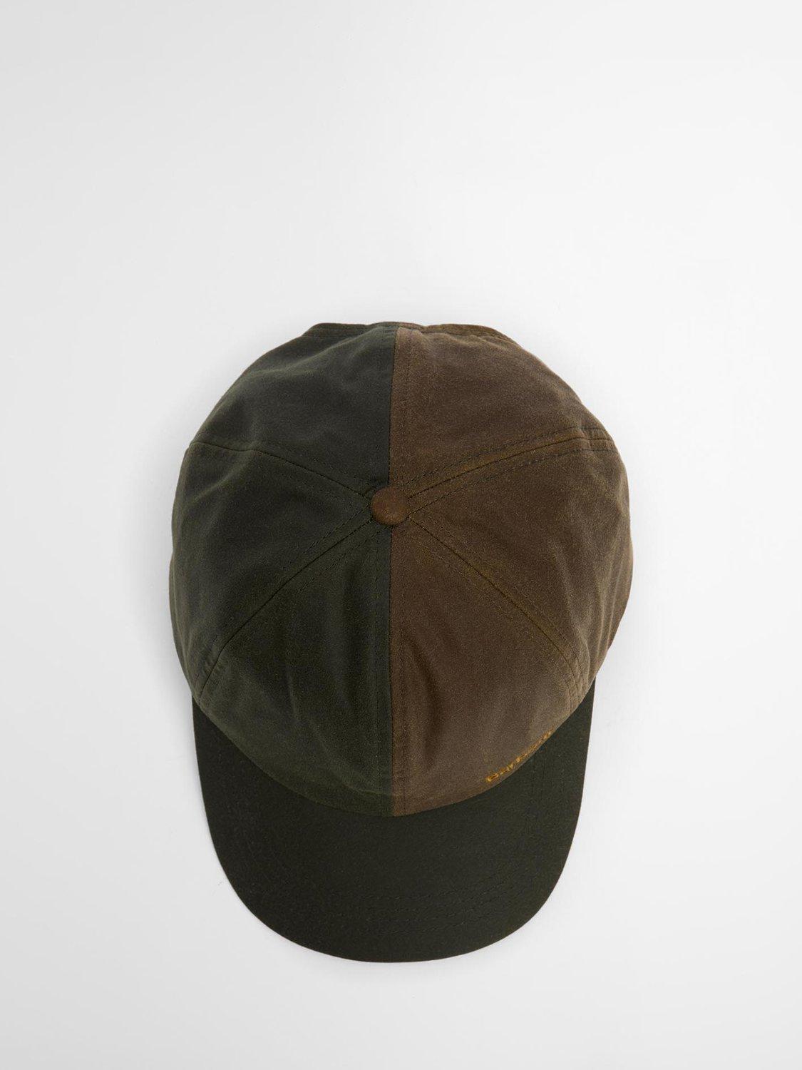 Product image 7 of 9, which shows Barbour Beauly Waxed Cotton Baseball Cap, Green/Brown