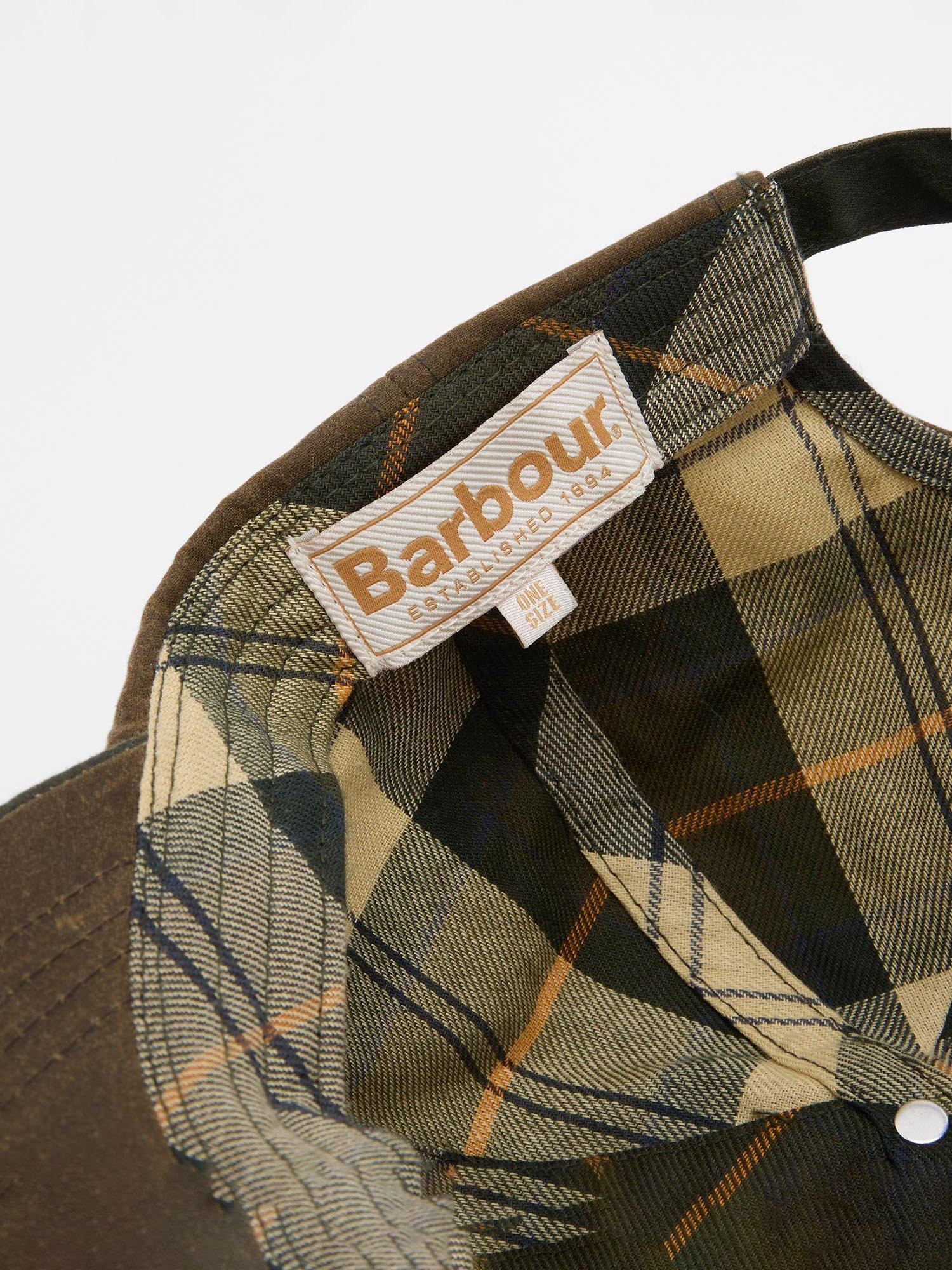 Product image 9 of 9, which shows Barbour Beauly Waxed Cotton Baseball Cap, Green/Brown