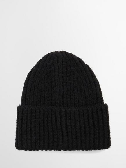Barbour Meryl Chunky Knit Beanie Hat, Black - view 2, Black