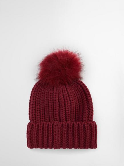 Barbour Alnwick Beanie Hat, Red - view 2, Red