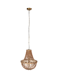 nkuku Neela Hand Carved Mango Wood Beads Pendant Ceiling Light, Natural