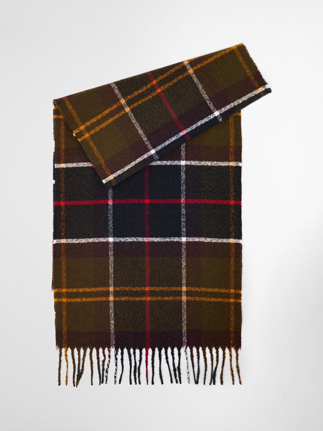 Product image 1 of 6, which shows Barbour Deanna Tartan Scarf, Green/Multi