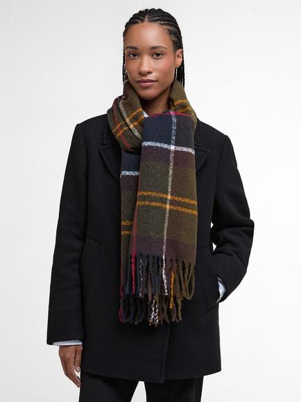 Barbour Deanna Tartan Scarf, Green/Multi - view 2, Green/Multi