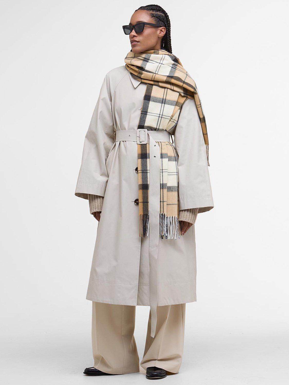 Product image 3 of 7, which shows Barbour Hailes Tartan Scarf Wrap, Beige/Multi