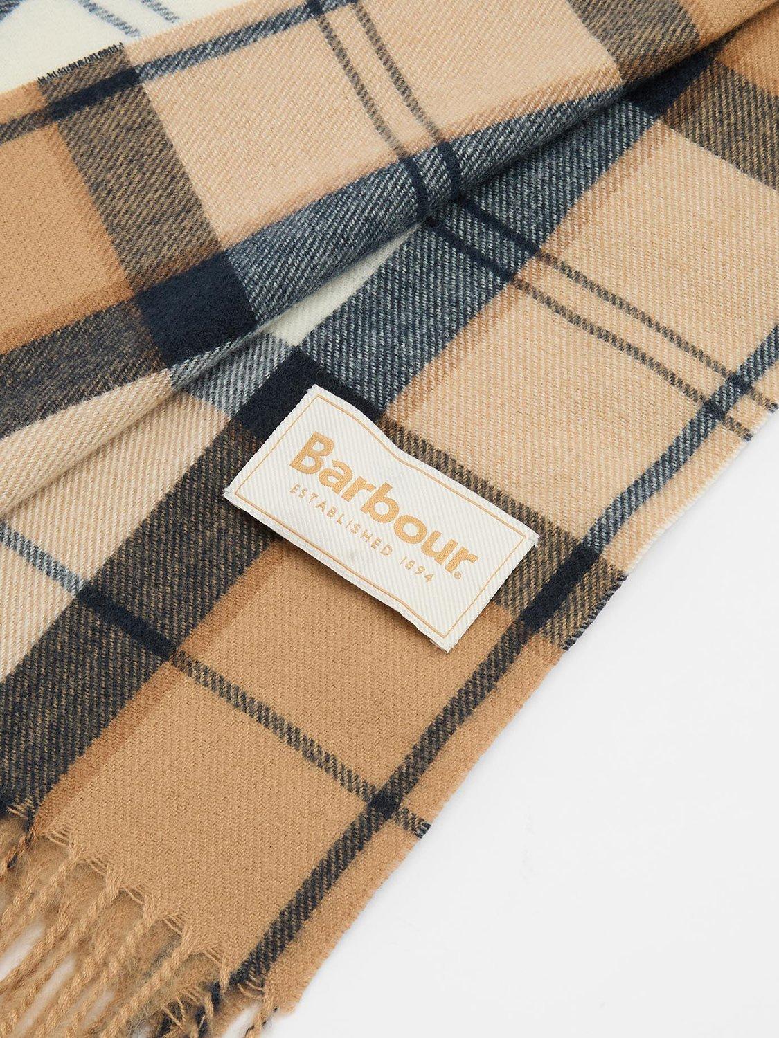 Product image 4 of 7, which shows Barbour Hailes Tartan Scarf Wrap, Beige/Multi