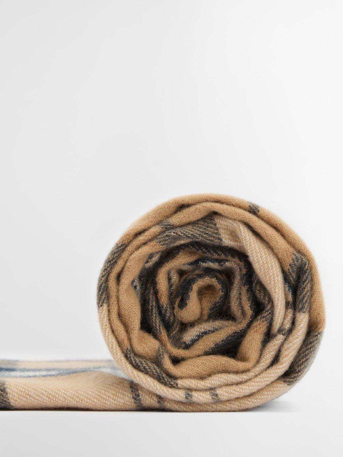 Product image 5 of 7, which shows Barbour Hailes Tartan Scarf Wrap, Beige/Multi