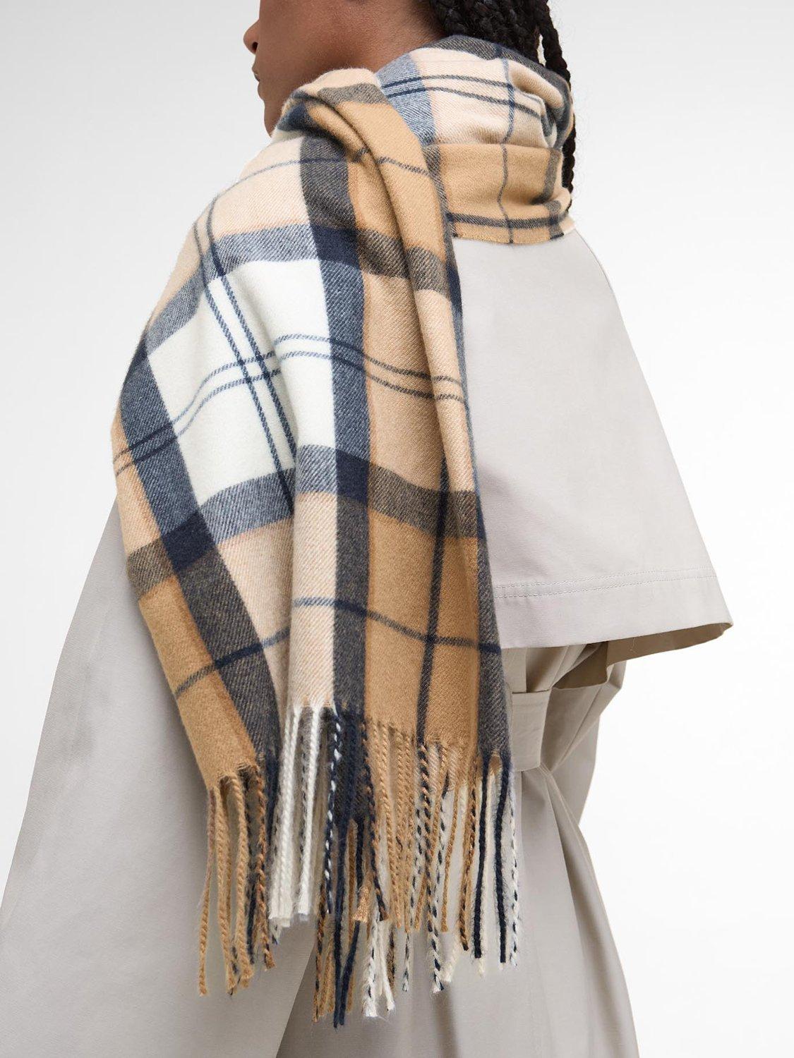 Product image 7 of 7, which shows Barbour Hailes Tartan Scarf Wrap, Beige/Multi