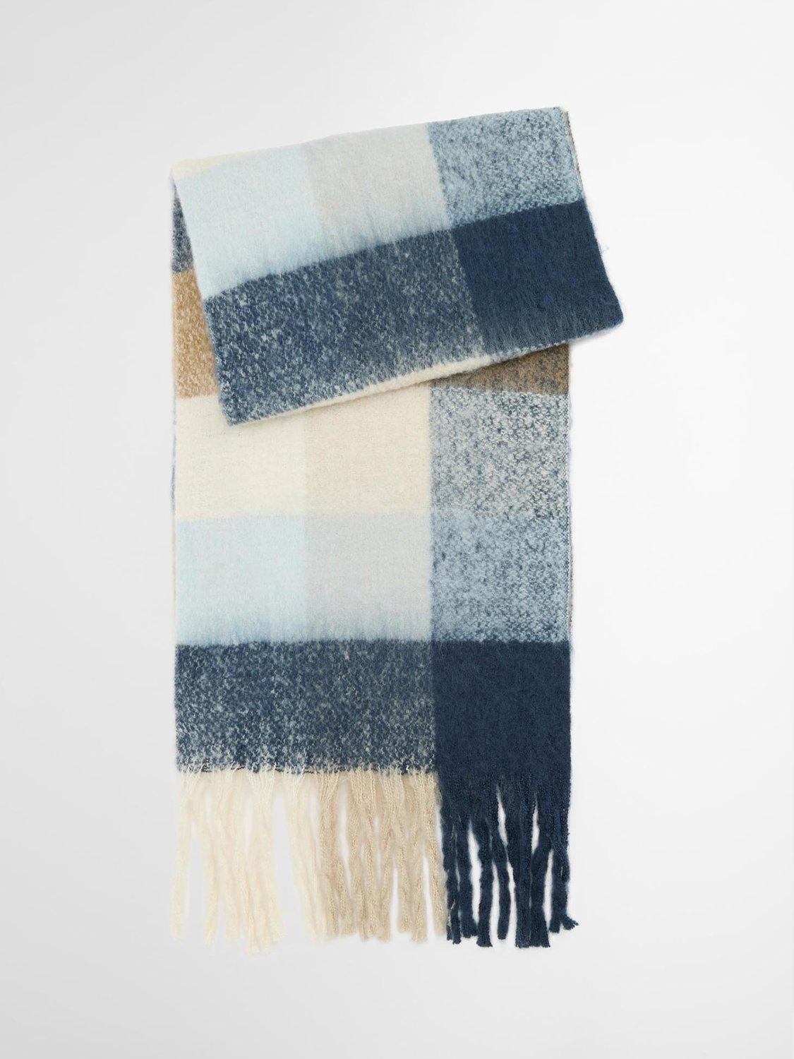 Product image 1 of 6, which shows Barbour Marie Check Scarf, Blue/Multi