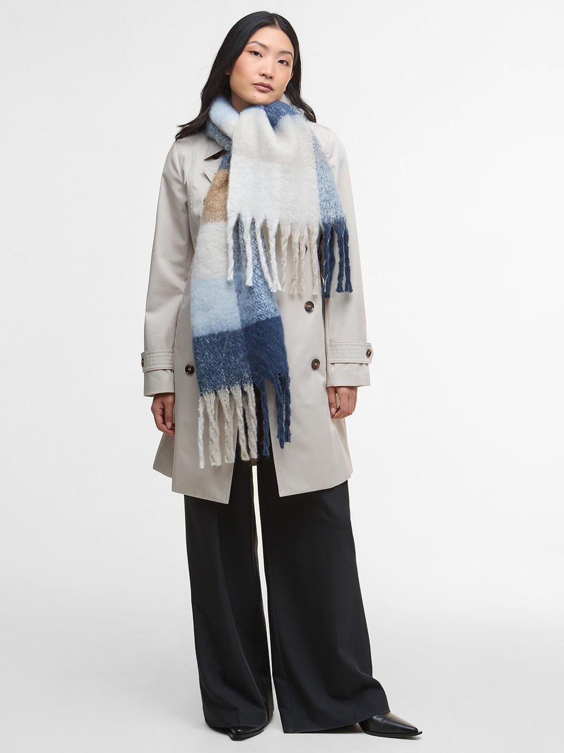 Product image 2 of 6, which shows Barbour Marie Check Scarf, Blue/Multi