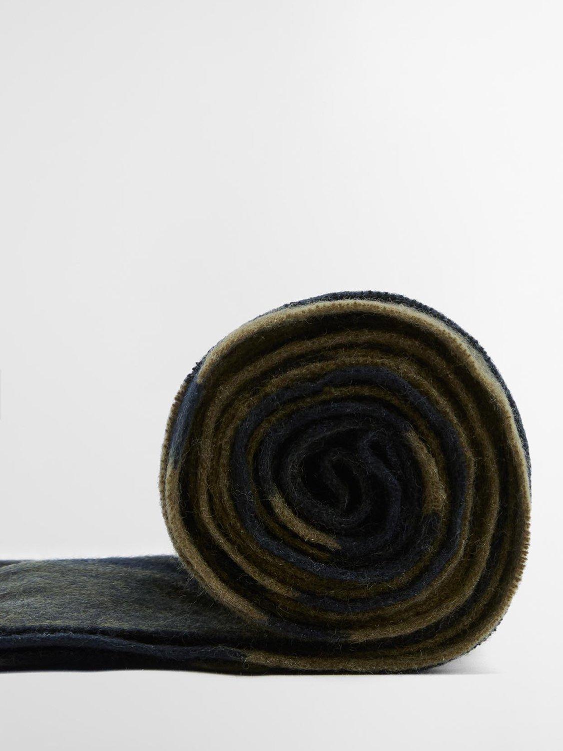 Product image 5 of 7, which shows Barbour Maxine Tartan Lambswool Scarf, Black/Olive