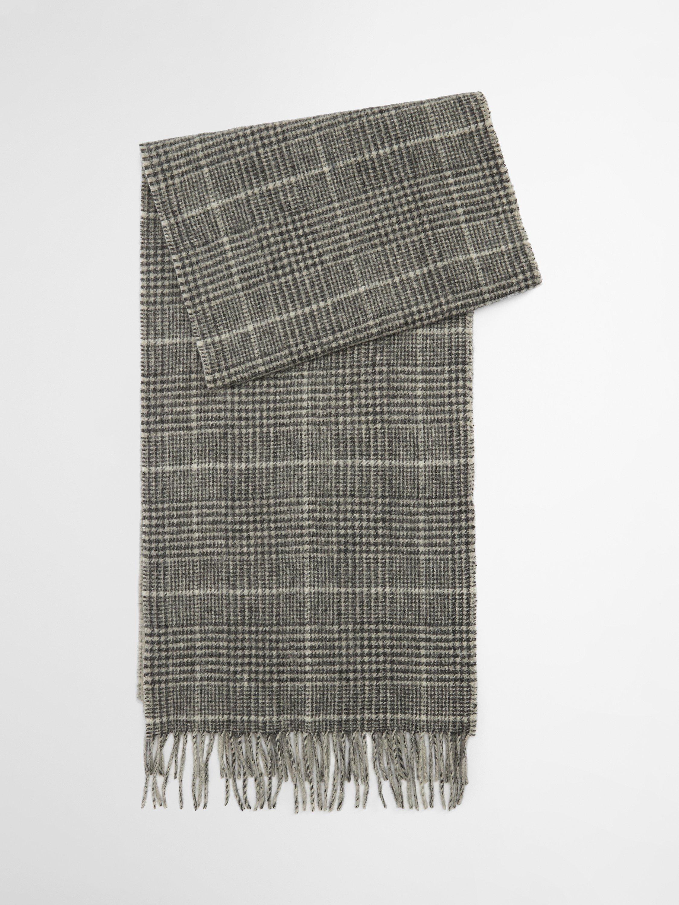 Barbour Noelle Reversible Check Lambswool Scarf, Black/White