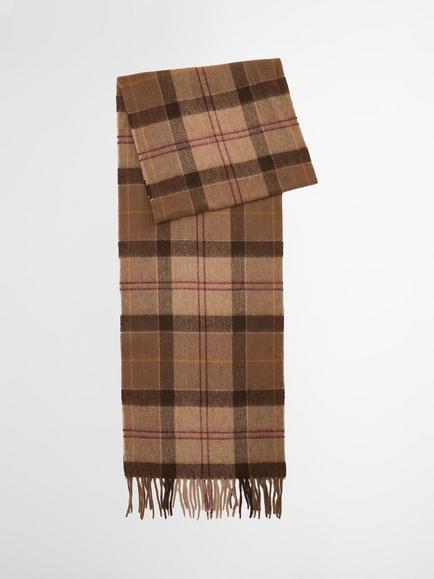 Barbour Tartan Lambswool Blend with Cashmere Scarf, Brown/Multi, Brown/Multi