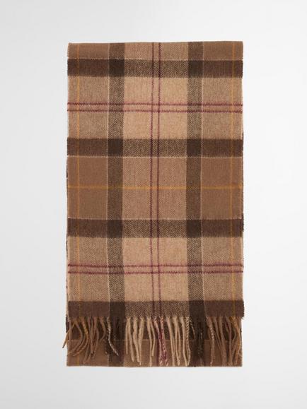 Barbour Tartan Lambswool Blend with Cashmere Scarf, Brown/Multi - view 2, Brown/Multi